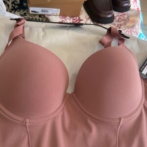 Beige Scuba Shaping Bodysuit One-Piece- Nicole Miller - XL new